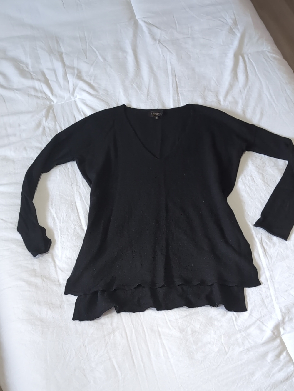 Babaton Black Scoop-Neck Lightweight Long Sleeve Sweater
